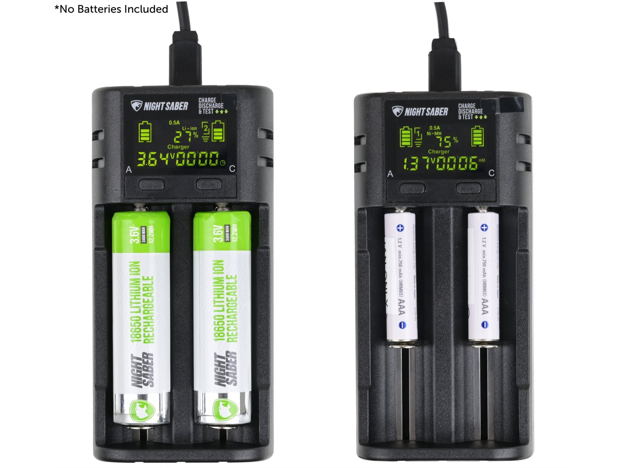 Night Saber Universal Smart Charger USB-C 2A 2-Slot
