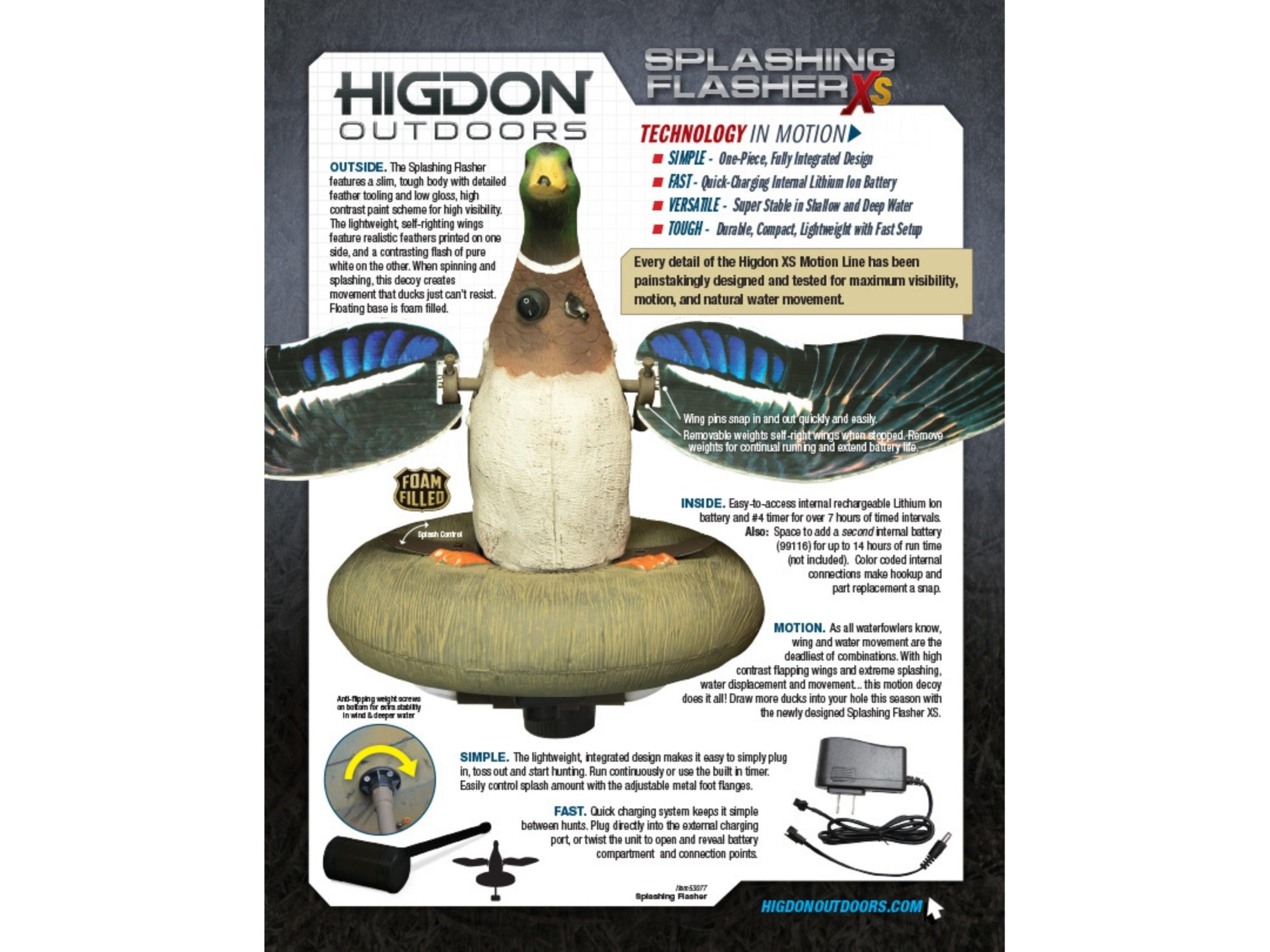 Higdon XS Splashing Flasher Mallard Drake Decoy