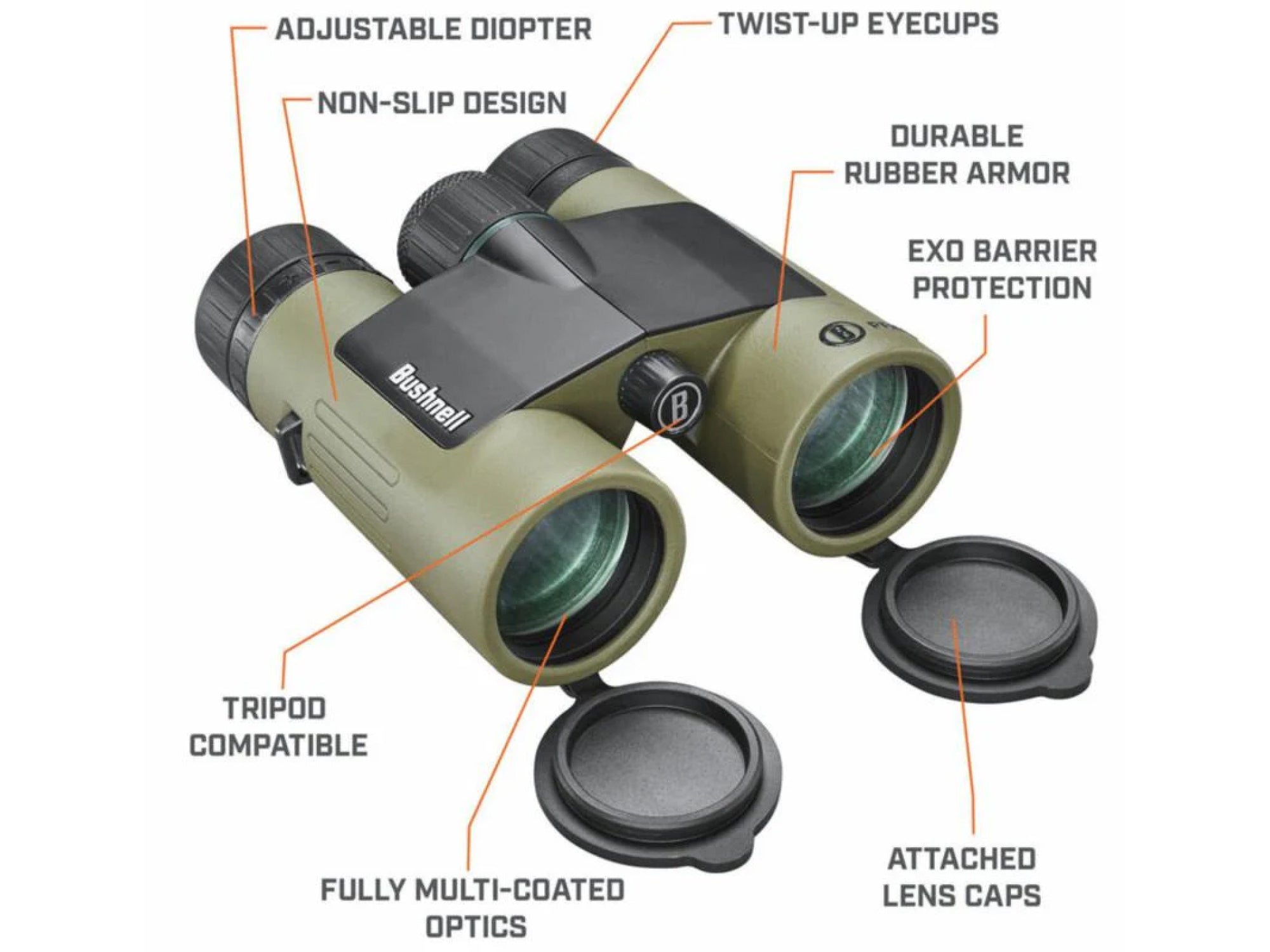 Bushnell Prime 10x42 Slate Green Binoculars with Vault Caddy