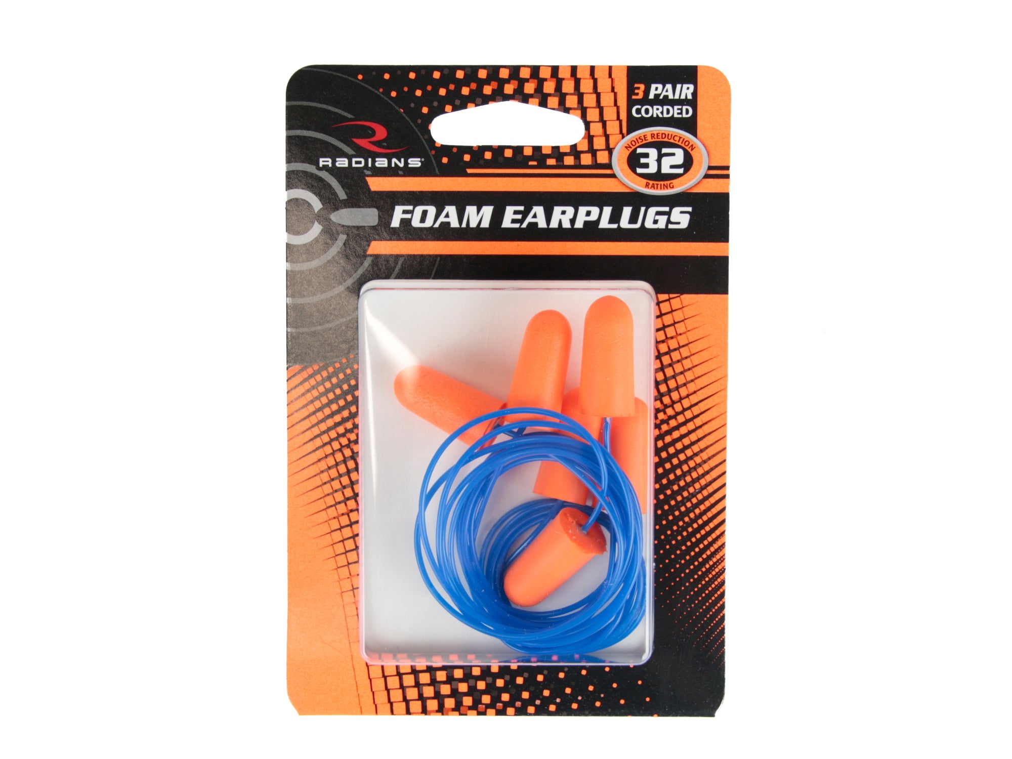 Radians Foam Earplugs Corded 3 Pair Pack