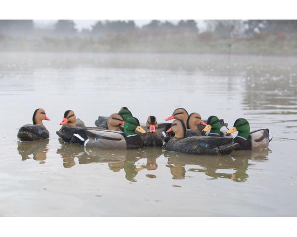 Game On Full-Size Flocked Mallard Decoy Family Pack: 8 Hens & 4 Drakes