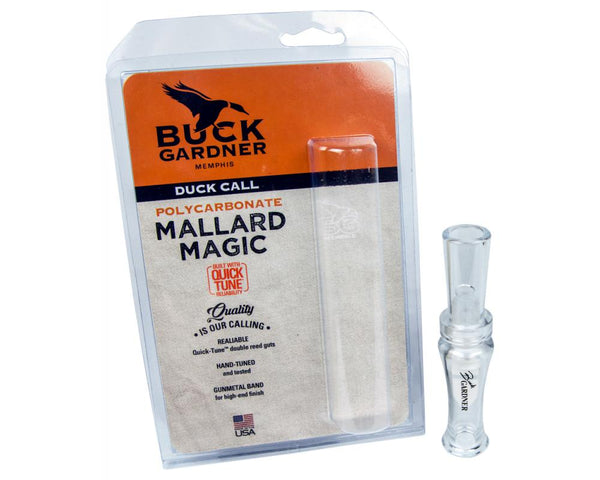 Buck Gardner Duck Call ‘Mallard Magic’ Double Reed, Poly, Clear