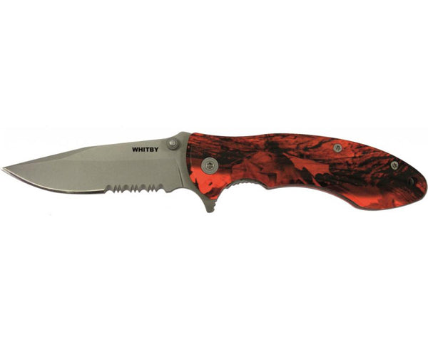 Whitby Lock Orange Camo Knife: 2.75
