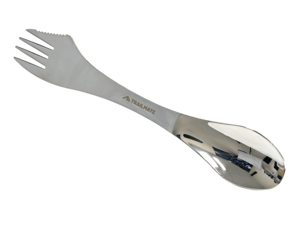 Stainless Steel Spork with Mini Serrated Knife Outdoor Shop NZ